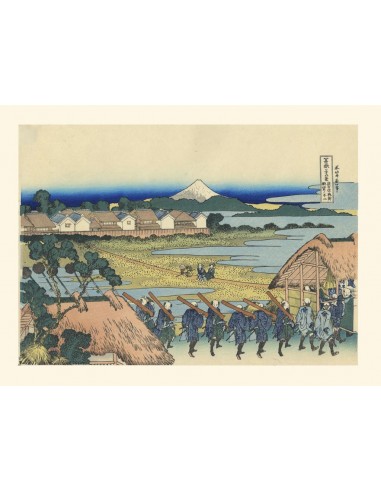 Le Mont Fuji vu du quartier de plaisir de Senju de Hokusai | Reproduction Fine Art de la marque