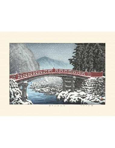 Le Pont Shinkyo sous la Neige de Hasui Kawase| Reproduction Fine Art l'achat 