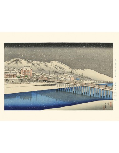 Neige au Pont Senjo de Goyo Hashiguchi | Reproduction Fine Art Faites des économies