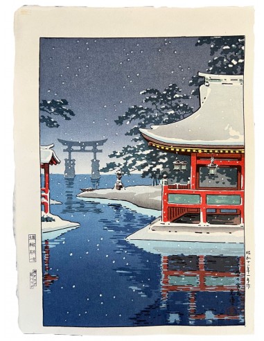 Estampe Japonaise de Koitsu Tsuchiya | Miyajima sous la neige la chaussure