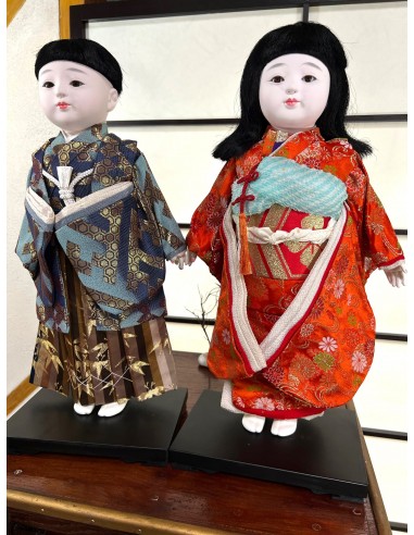 Poupées Japonaises Traditionnelles Ichimatsu | Couple en Kimono traditionnel en soie france