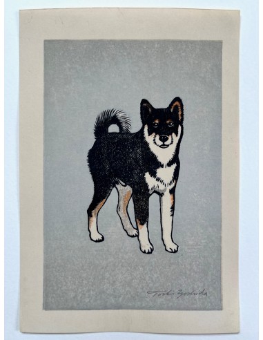 Estampe Japonaise de Yoshida Toshi | Chien Shiba-Inu pas cheres