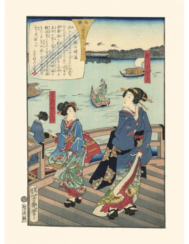 Courtisanes sur le pont Yanagi de Yoshiiku | Reproduction Fine Art Voir les baskets