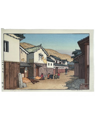 Estampe Japonaise de Yoshida Toshi | Village à Harima Dans la société mordern