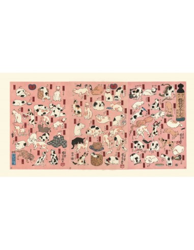 Les 53 Stations du Tokaido-Chats de Kuniyoshi | Reproduction Fine Art le des métaux précieux