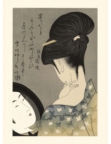 Beauté se poudrant dans un miroir Utamaro Kitagawa | Reproduction Fine Art 2 - 3 jours ouvrés.