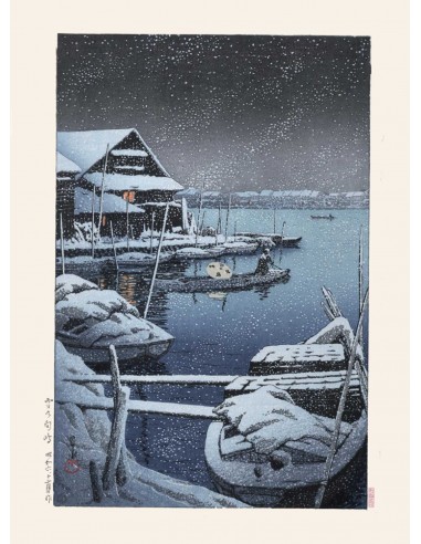 Neige à Mukojima de Hasui Kawase | Reproduction Fine Art de pas cher