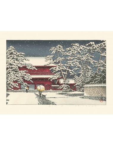 Le Temple Zojoji sous la Neige de Hasui Kawase | Reproduction Fine Art ou a consommer sur place