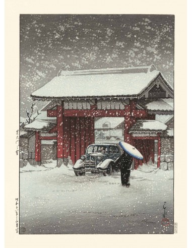 Jour de neige à la porte Shiba Daimon de Hasui Kawase | Reproduction Fine Art Toutes les collections ici