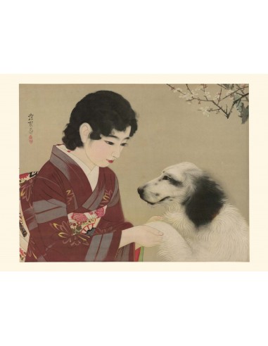 Jeune Femme et son chien de Shinsui Ito | Reproduction Fine Art Venez acheter