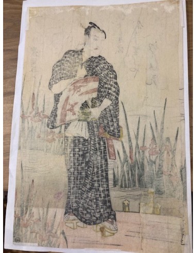 Estampe Japonaise de Toyokuni I Utagawa | L'acteur Shigan sur un ponton aux iris store