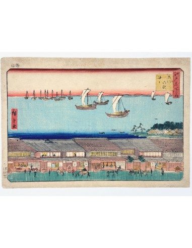 Estampe Japonaise de Hiroshige | Edo Meisho - La mer vue depuis le relais de Shinagawa Livraison rapide