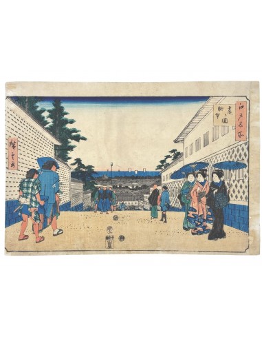 Estampe Japonaise de Hiroshige | Edo Meisho - Point de vue depuis Kasumigaseki une grave pollution 