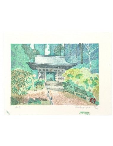 Estampe Japonaise de Mibugawa Junichi | Temple dans les Montagnes Toutes les collections ici