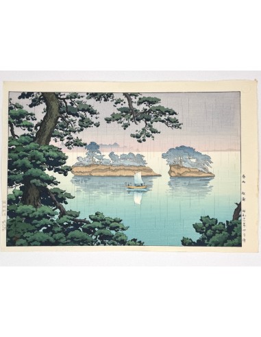 Estampe Japonaise de Koitsu Tsuchiya |  pluie de printemps à Matsushima Pour