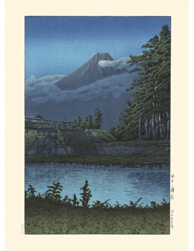 Le Mont Fuji vu du pont de Tago No Ura de Hasui Kawase | Reproduction Fine Art la livraison gratuite