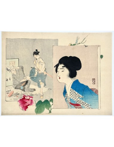 Estampe Japonaise Kuchi-e de Tomioka Eisen | Beauté, le samouraï et l'artisan shop