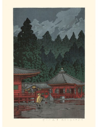 Pluie sur le Futatsudo à Nikko de Hasui Kawase | Reproduction Fine Art suggérées chez