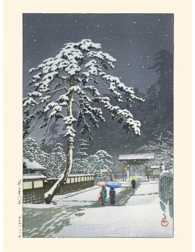 Neige sur le temple Honmonji de Hasui Kawase | Reproduction Fine Art en ligne des produits 