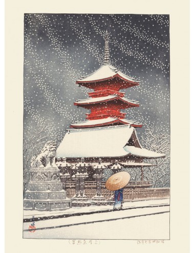 Le Temple Toshogu sous la Neige de Hasui Kawase | Reproduction Fine Art la chaussure