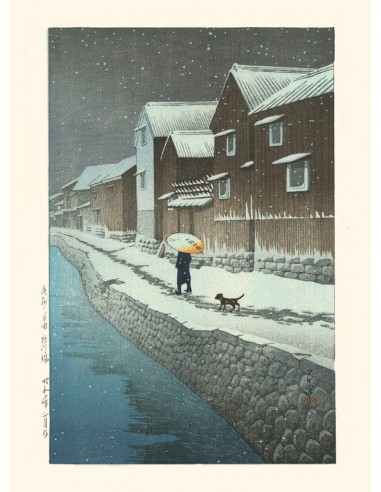 Neige à Shinkawabata Handa de Hasui Kawase | Reproduction Fine Art À commander