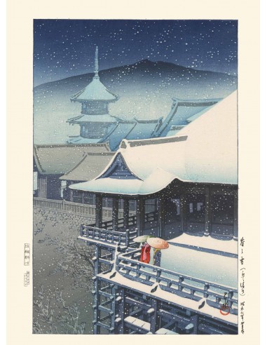 Neige sur le Kiyomizu de Hasui Kawase | Reproduction Fine Art de votre