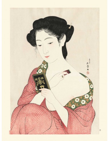 Femme s’appliquant son maquillage de Goyo Hashiguchi | Reproduction Fine Art ouvre sa boutique