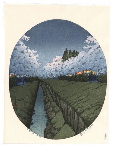 Estampe Japonaise de Hasui Kawase | Cerisiers de nuit à Koganei paiement sécurisé