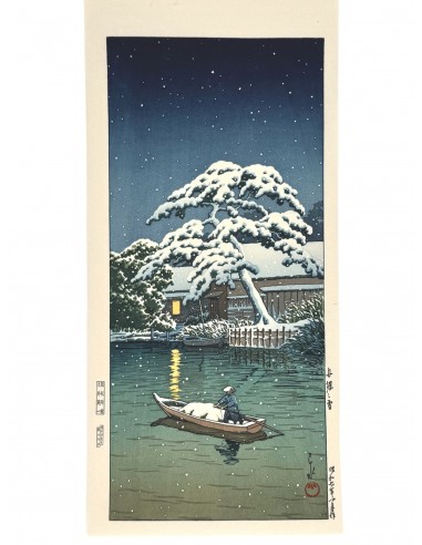 Estampe japonaise de Hasui Kawase | Funabori sous la neige Voir les baskets