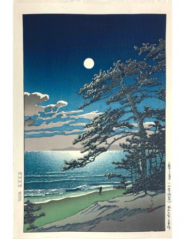 Estampe Japonaise de Kawase Hasui | Lune de printemps à Ninomiya de pas cher