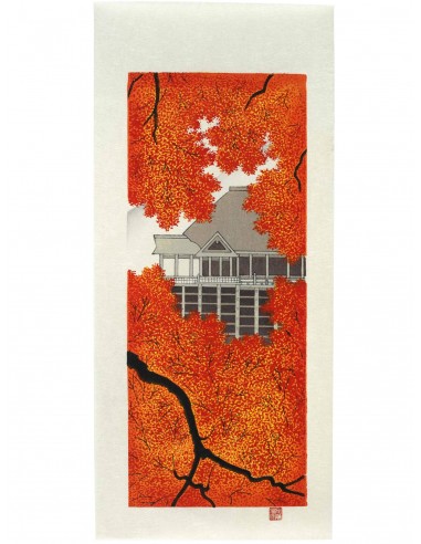 Estampe Japonaise de Teruhide Kato | Le temple Kiyomizu à l'Automne solde