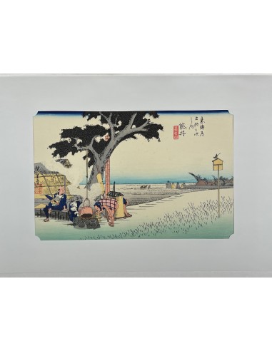 Estampe Japonaise de Hiroshige | Le Grand Tokaido n°28 Fukuroi d'Europe débarque