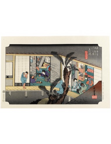 Estampe Japonaise de Hiroshige | Le Grand Tokaido n°37 Akasaka Les magasins à Paris