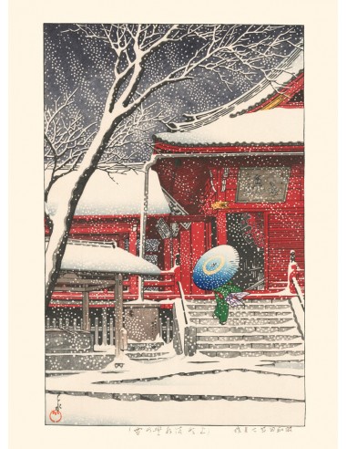 Neige au Kiyomizudo à Ueno, de Kawase Hasui | Reproduction Fine Art le concept de la Pate a emporter 