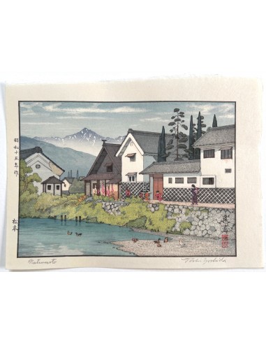 Estampe Japonaise de Yoshida Toshi | Le Village de Matsumoto ou a consommer sur place