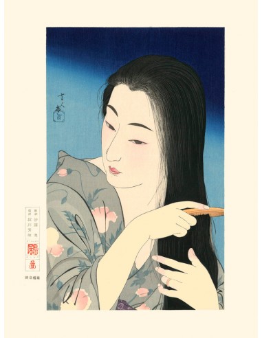 Femme se coiffant de Kotondo Tori | Reproduction Fine Art 50-70% off 