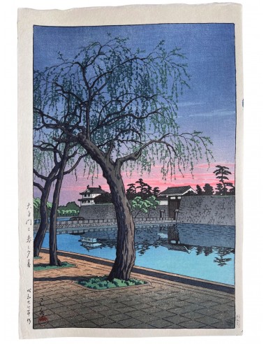 Estampe Japonaise de Hasui Kawase | Crépuscule de printemps sur le Palais Impérial de Tokyo du meilleur 