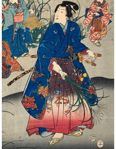 Estampe Japonaise de Kunisada II | Tempête à l'automne suggérées chez