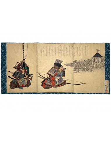 Estampe Japonaise de Chikanobu | Samouraï et Empereur  | Kusunoki Masashige Faites des économies