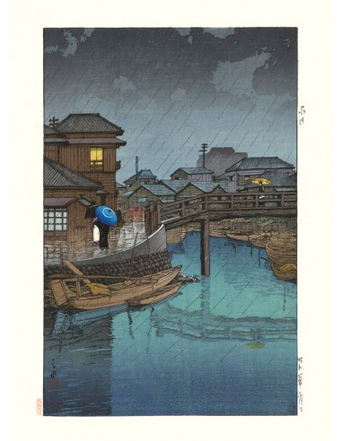 Pont sous la pluie à Ryoshimachi, Shinagawa de Hasui Kawase | Reproduction Fine Art outlet