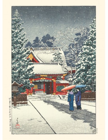 Le temple Hiei sous la Neige de Hasui Kawase | Reproduction Fine Art online