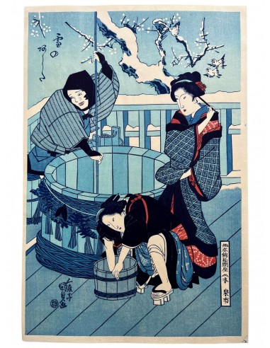 Estampe Japonaise de Toyokuni I Utagawa | Lendemain de Neige une grave pollution 