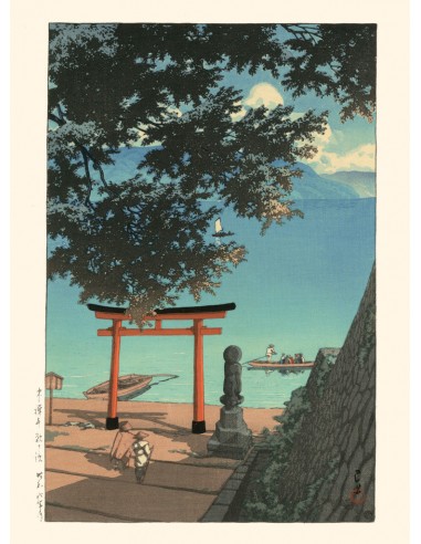 Temple Chuzen à Utagahama de Hasui Kawase | Reproduction Fine Art de la marque