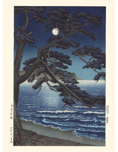 Nuit de pleine lune à Enoshima de Hasui Kawase | Reproduction Fine Art solde