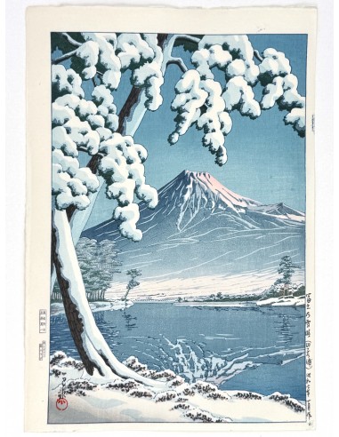 Estampe Japonaise de Hasui Kawase | Le Mont Fuji sous la neige Les êtres humains sont 