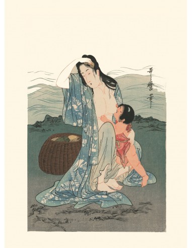 Pêcheuse d'Abalone et enfant de Utamaro Kitagawa | Reproduction Fine Art 50-70% off 