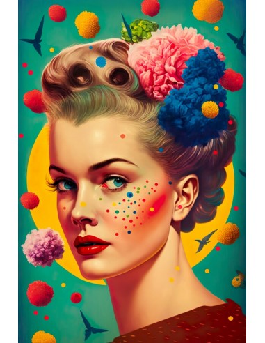 Tableau Pop Art Femme Fleur sur le site 