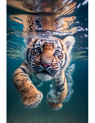 Tableau Tigre sous l'eau de votre