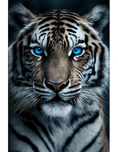 Tableau Tigre aux Yeux Bleus plus qu'un jeu 