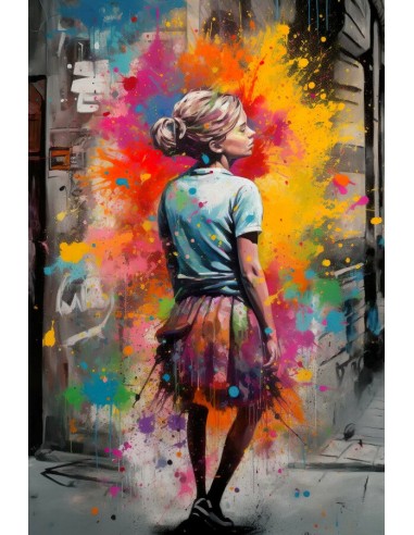 Tableau Street Art Jeune Fille Livraison rapide